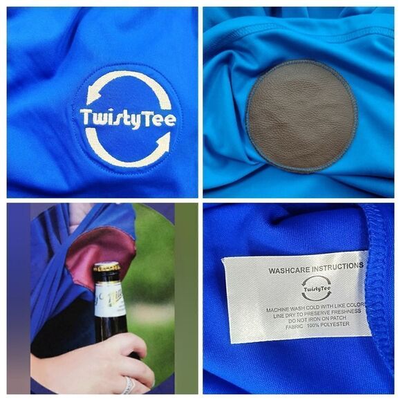 NWT Twisty Tee V-Neck Party Shirt Built-in Bottle Opener Sz S - Picture 4 of 8